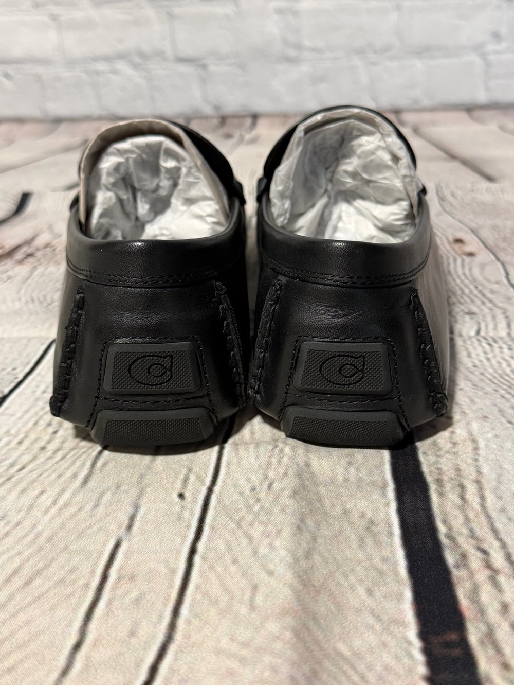 Men's Coach Penny Loafers Black Leather - Picture 3 of 10